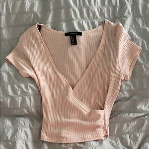 Pink wrap crop top